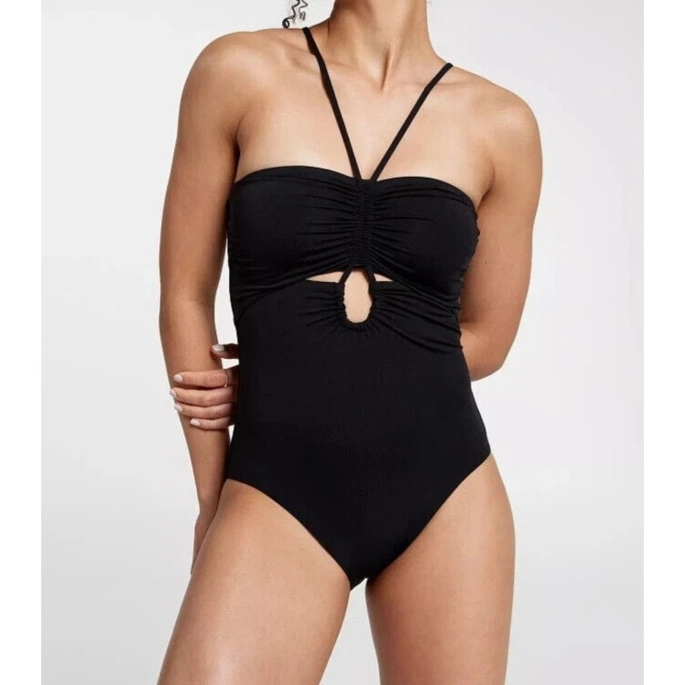 Calia Shirred Cutout‎ One Piece Women's 12 Black NWT
